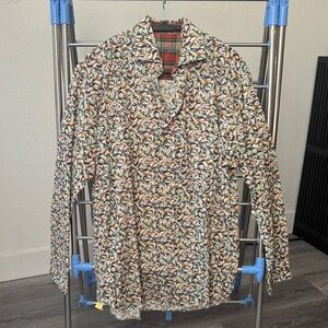 Alan Flusser Red and Multicolor Birds pattern Shirt